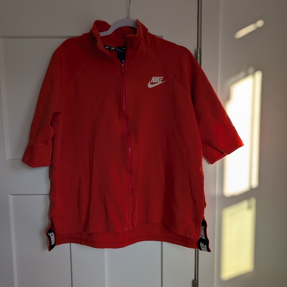Nike Red Orange Short Sleeve Zip-Up Jacket Size XL - Picture 2 of 6